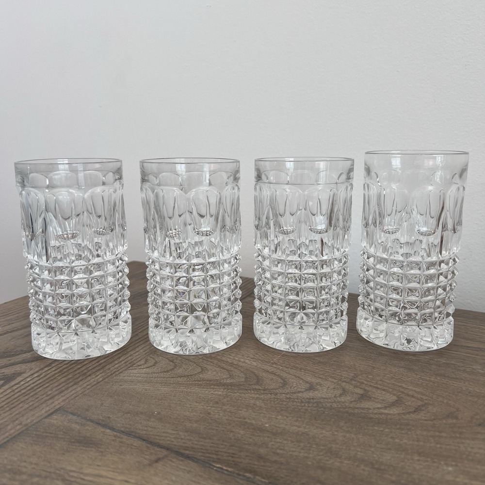Lot Of 4 Gorham Full Lead Crystal Fairfax Barware Highball Tumbler Glasses - Picture 2 of 8